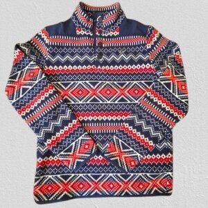 Vineyard Vines Boys Fair Isle Snap Placket Fleece Sweater Large 16